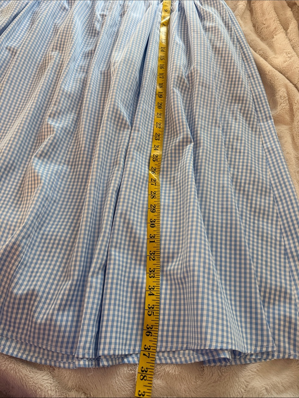 Light Blue Gingham Tiered Midi Skirt - Picture 6 of 8